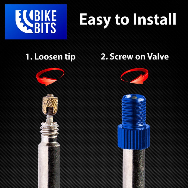 Bike Bits Presta Valve Adapter - Convert Presta to Schrader - French/UK to US - Inflate Tire Using Standard Pump or Air Compressor (5 Pack) (Black) - Image 3